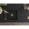 Mexen Elias 1-bowl granite sink with drainer and Savita kitchen tap, black - 6511-77-672601-50