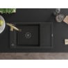 Mexen Elias granite kitchen sink 1-bowl with drainer and Savita kitchen faucet, black - 6511-77-672601-50-B