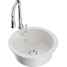 Mexen Diego 1-bowl granite sink with Savita kitchen faucet, white - 6512-20-672601-00