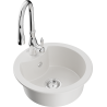 Mexen Diego 1-compartment granite sink with a kitchen mixer tap Savita, White - 6512-20-672601-00