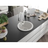 Mexen Diego granite kitchen sink 1-bowl with Savita kitchen faucet, white - 6512-20-672601-20