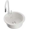 Mexen Diego single-bowl granite sink with Savita kitchen tap, white - 6512-20-672601-20