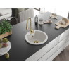 Mexen Diego 1-bowl granite sink with Savita kitchen faucet, white - 6512-20-672601-50