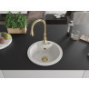 Mexen Diego granite kitchen sink 1-bowl with Savita kitchen faucet, white - 6512-20-672601-50