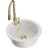 Mexen Diego 1-bowl granite sink with Savita kitchen faucet, white - 6512-20-672601-50