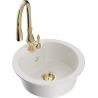 Mexen Diego granite kitchen sink 1-bowl with Savita kitchen faucet, white - 6512-20-672601-50