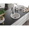 Mexen Diego 1-bowl granite sink with Savita kitchen faucet, white - 6512-20-672601-70