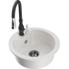 Mexen Diego 1-bowl granite sink with Savita kitchen faucet, white - 6512-20-672601-70