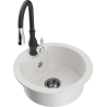Mexen Diego granite kitchen sink 1-bowl with Savita kitchen faucet, white - 6512-20-672601-70