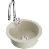 Mexen Diego single-bowl granite sink with Savita kitchen faucet, beige - 6512-69-672601-00