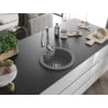 Mexen Diego granite kitchen sink 1-bowl with Savita kitchen faucet, gray - 6512-71-672601-00