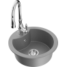 Mexen Diego gray granite single-bowl sink with Savita kitchen faucet - 6512-71-672601-00