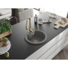 Mexen Diego 1-bowl granite kitchen sink with Savita faucet, gray - 6512-71-672601-50