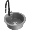 Mexen Diego 1-bowl granite sink with Savita kitchen faucet, gray - 6512-71-672601-70
