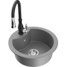 Mexen Diego granite sink 1-bowl with Savita kitchen faucet, gray - 6512-71-672601-70