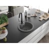 Mexen Diego 1-Bowl Granite Sink with Kitchen Faucet Savita, Grey - 6512-71-672601-70-B
