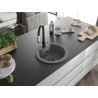Mexen Diego 1-bowl granite sink with Savita kitchen faucet, gray - 6512-71-672601-70-B