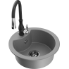 Mexen Diego 1-Bowl Granite Sink with Kitchen Faucet Savita, Grey - 6512-71-672601-70-B