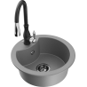 Mexen Diego 1-bowl granite sink with Savita kitchen faucet, gray - 6512-71-672601-70-B