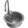 Mexen Diego 1-compartment granite sink with a kitchen mixer tap Savita, Grey - 6512-71-672601-71