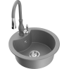 Mexen Diego single-bowl granite sink with Savita kitchen faucet, gray - 6512-71-672601-71