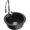 Mexen Diego 1-compartment granite sink with a kitchen mixer tap Savita, Black/Silver metallic - 6512-73-672601-00