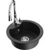 Mexen Diego granite sink 1-bowl with Savita kitchen tap, black/silver metallic - 6512-73-672601-00