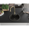 Mexen Diego granite sink 1-bowl with kitchen faucet Savita, black/gold metallic - 6512-75-672601-50-B