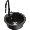 Mexen Diego 1-bowl granite sink with Savita kitchen faucet, black/gold metallic - 6512-75-672601-70