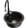 Mexen Diego 1-bowl Granite Sink with Savita Kitchen Tap, Black/Gold Metallic - 6512-75-672601-70