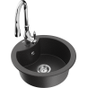 Mexen Diego 1-bowl granite kitchen sink with Savita kitchen faucet, speckled black - 6512-76-672601-00