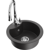 Mexen Diego 1-bowl granite sink with Savita kitchen faucet, black speckled - 6512-76-672601-00
