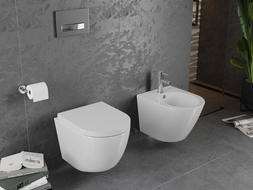 Mexen Lena Rimless toilet bowl with a hard soft close toilet seat, Thermosetting polymer, White - 30220200