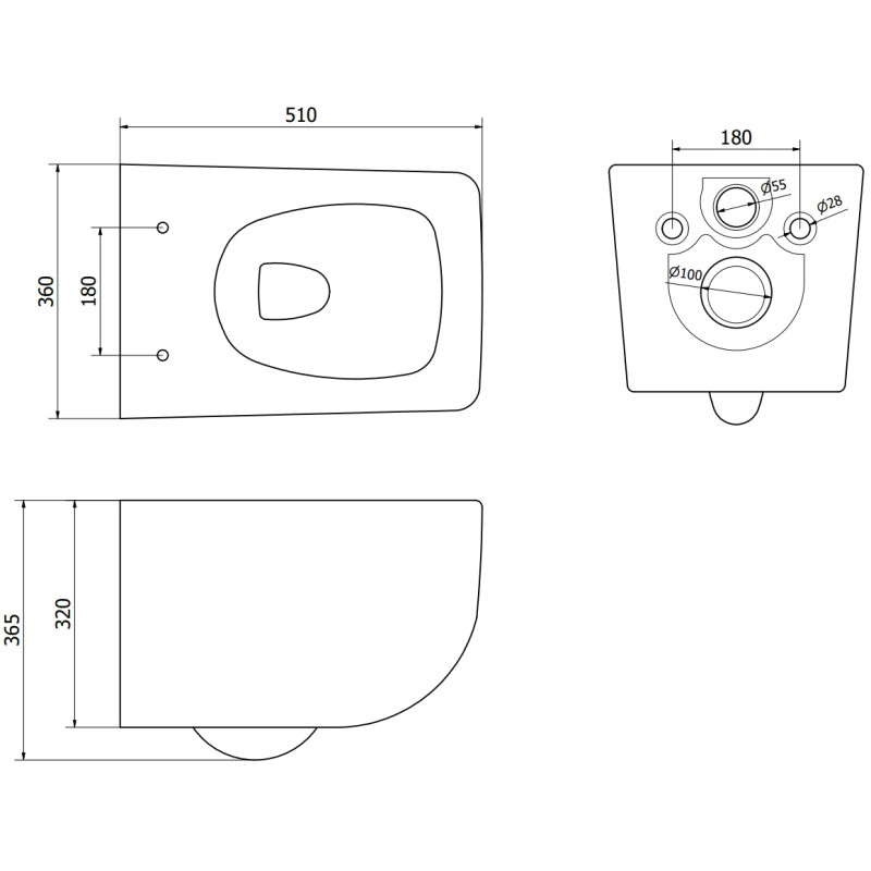 Mexen Vera Rimless WC bowl with a soft-close slim seat, duroplast, matte black - 30164070