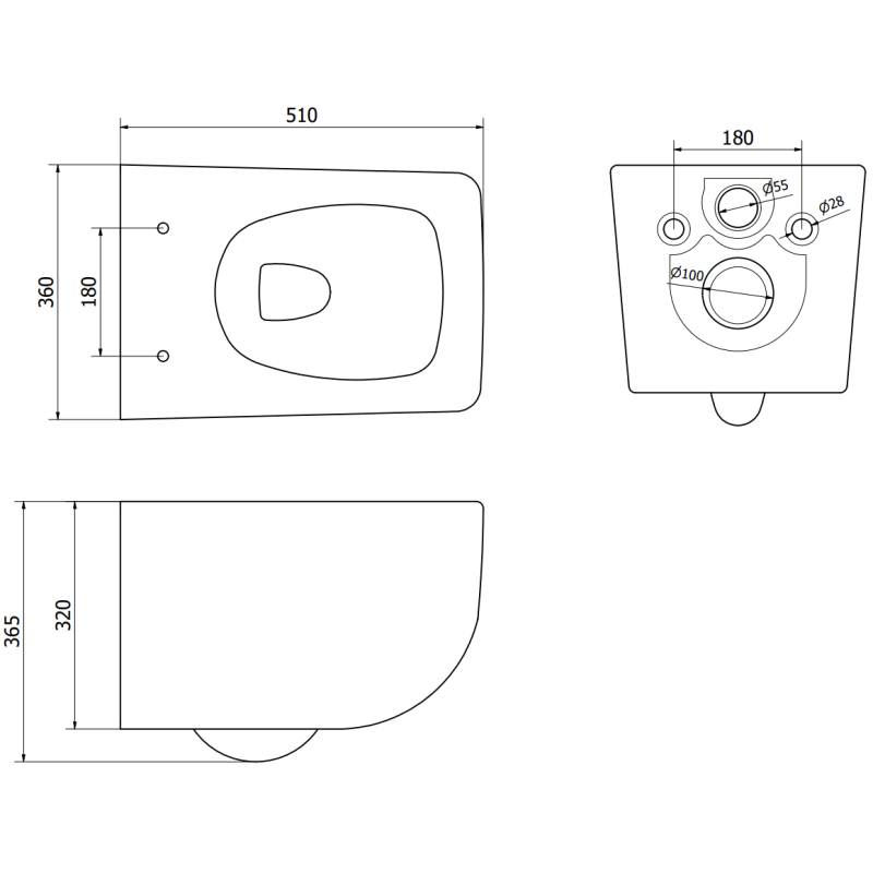 Mexen Vera Rimless WC Bowl with Soft-Close Slim Seat, Duroplast, Black Matte - 30164070