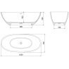 Mexen Bari conglomerate freestanding bathtub 165 x 75 cm, Black matt - 57221657570