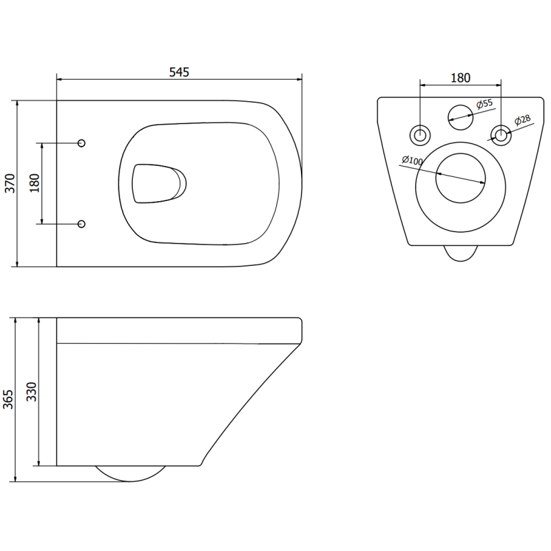 Mexen Vito Rimless WC Bowl with Slow-Close Slim Seat, Duroplast, White Gloss - 30174000