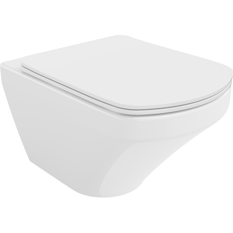 Mexen Vito Rimless WC Bowl with Slow-Close Slim Seat, Duroplast, White Gloss - 30174000