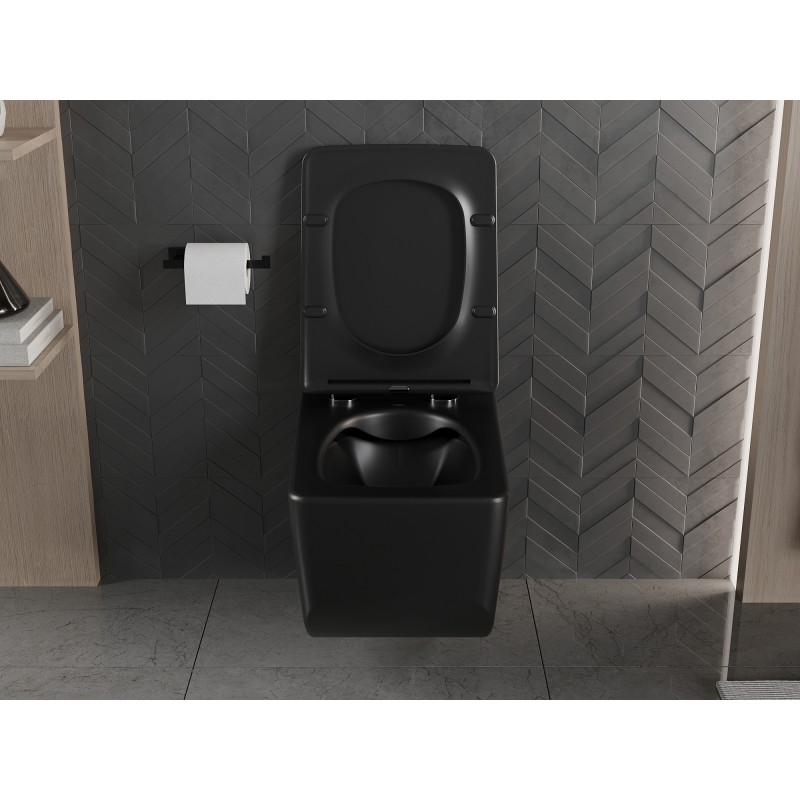 Mexen Vera Rimless WC bowl with a soft-close slim seat, duroplast, matte black - 30164070
