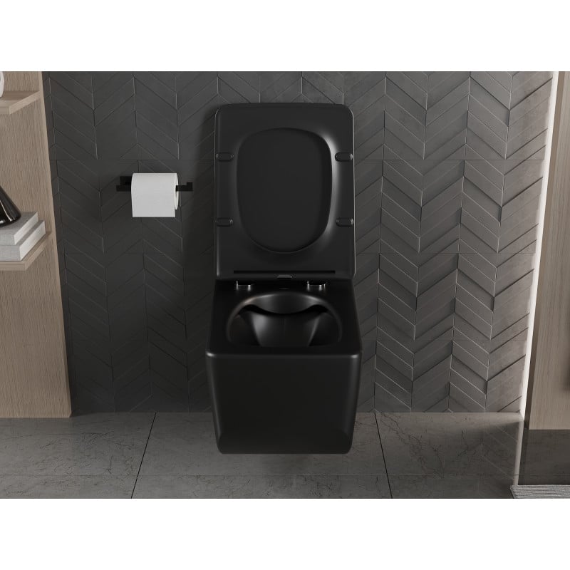 Mexen Vera Rimless WC Bowl with Soft-Close Slim Seat, Duroplast, Black Matte - 30164070
