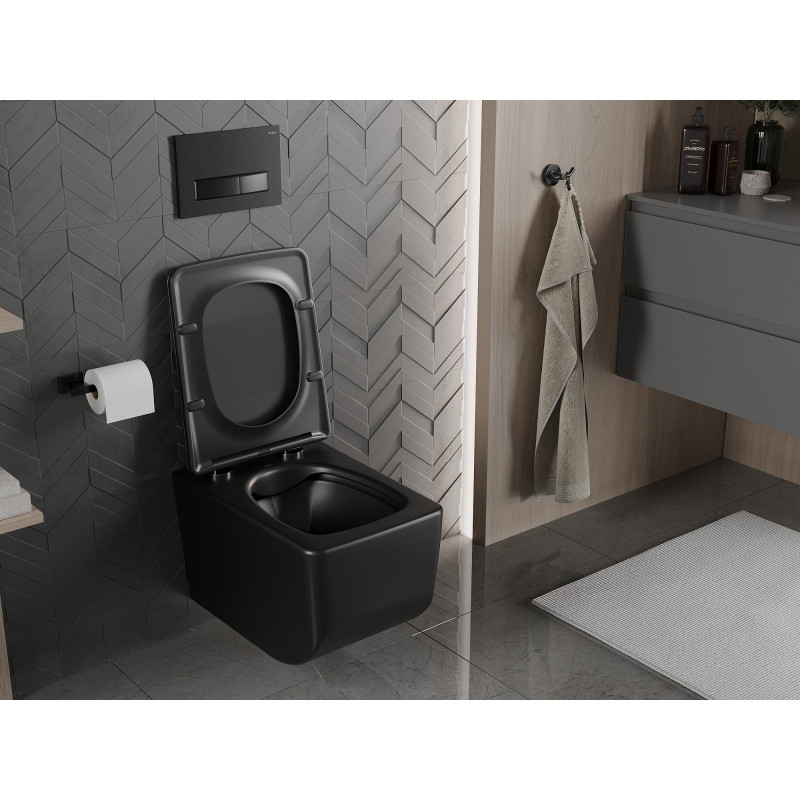 Mexen Vera Rimless WC bowl with a soft-close slim seat, duroplast, matte black - 30164070