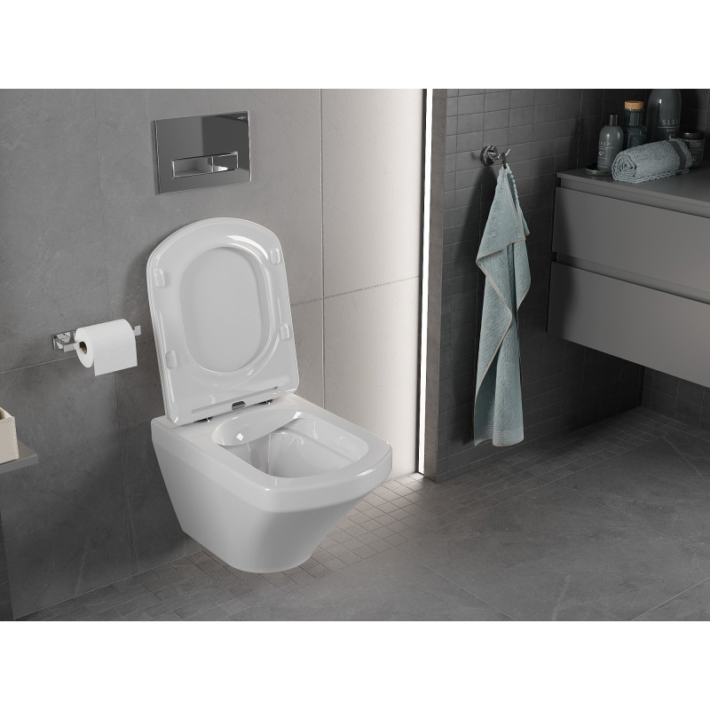 Mexen Vito Rimless toilet bowl with a slim soft-close seat, duroplast, glossy white - 30174000