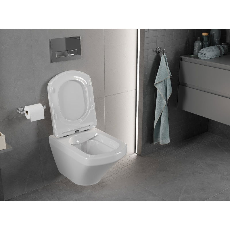 Mexen Vito Rimless WC Bowl with Slow-Close Slim Seat, Duroplast, White Gloss - 30174000