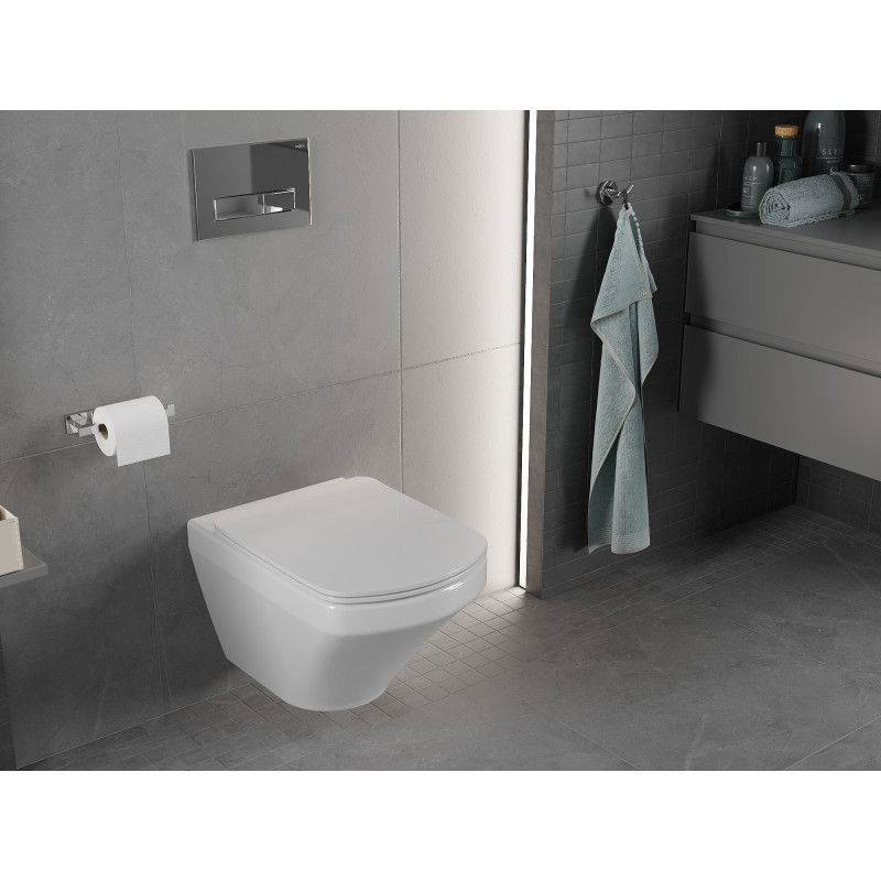 Mexen Vito Rimless WC Bowl with Slow-Close Slim Seat, Duroplast, White Gloss - 30174000