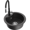 Mexen Diego granite kitchen sink 1-bowl with Savita kitchen faucet, black speckled - 6512-76-672601-70