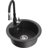 Mexen Diego granite sink 1-bowl with Savita kitchen faucet, speckled black - 6512-76-672601-70