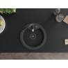 Mexen Diego granite kitchen sink 1-bowl with Savita kitchen faucet, black speckled - 6512-76-672601-70-B