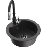Mexen Diego 1-compartment granite sink with a kitchen mixer tap Savita, spotted black - 6512-76-672601-70-B