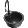 Mexen Diego granite kitchen sink 1-bowl with Savita kitchen faucet, black spotted - 6512-76-672601-70-B