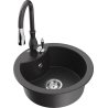 Mexen Diego 1-bowl granite kitchen sink with Savita faucet, black speckled - 6512-76-672601-76